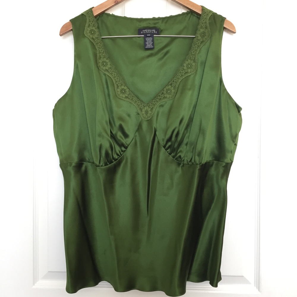 Silk Blouse Plus Size 2X Green Jones New York